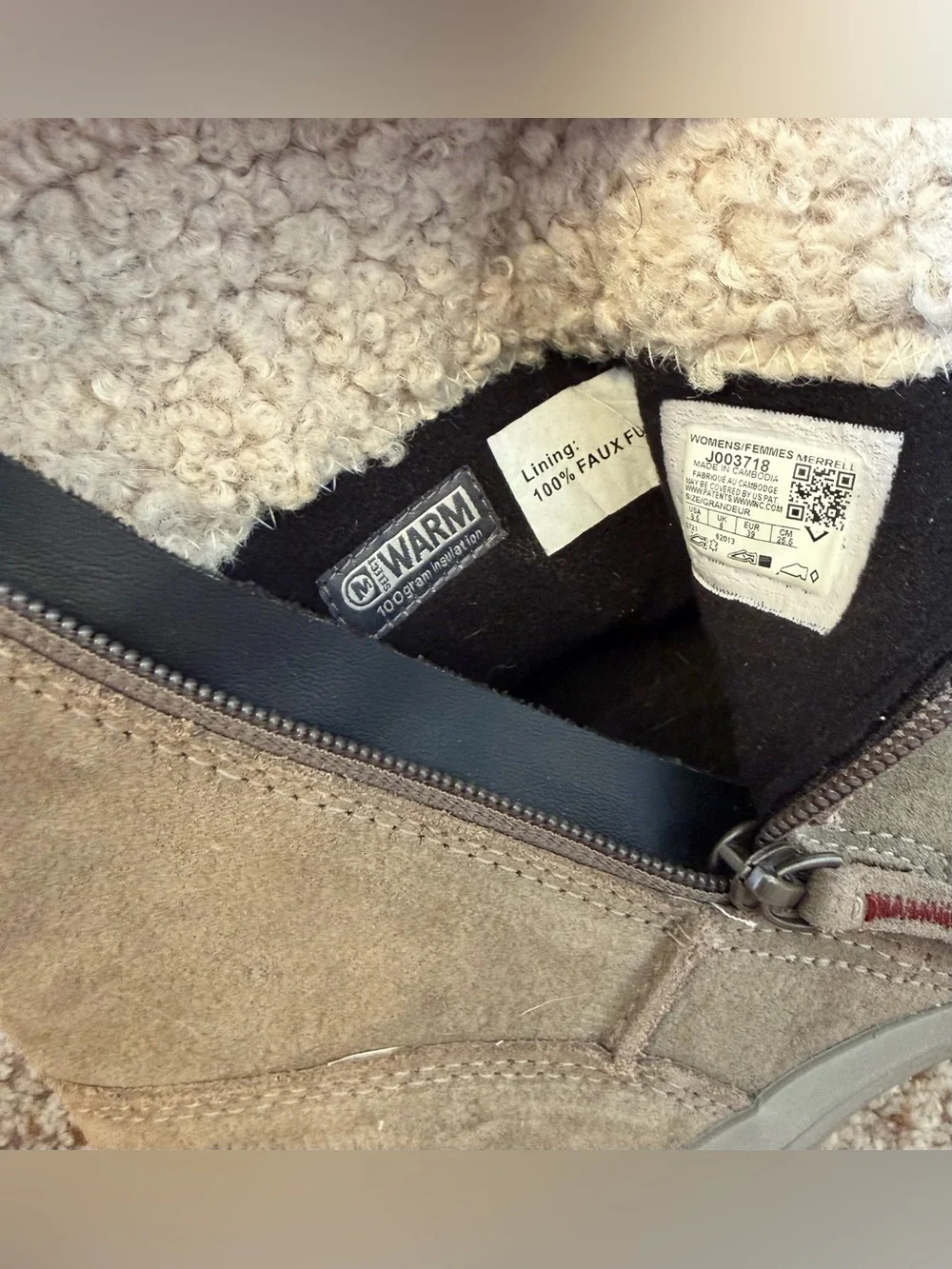 Merrell Women’s Icepack 2 Zippered Waterproof Boots, Gray-Tan, Size 9.5